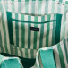 Strandväska Organic Herringbone grön/vit rand