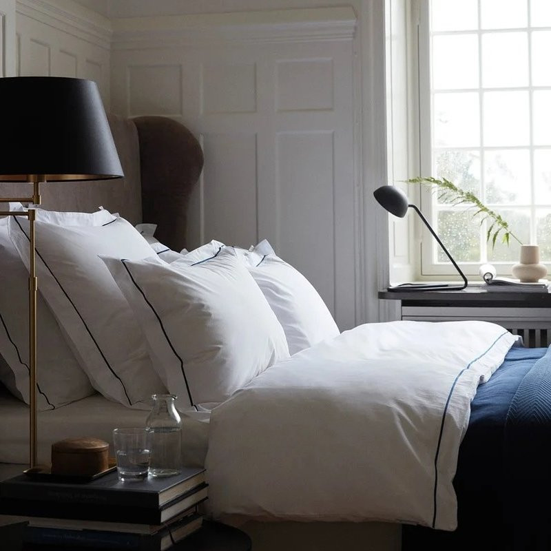 Hotel Percale påslakan 150x210 cm vit/blå